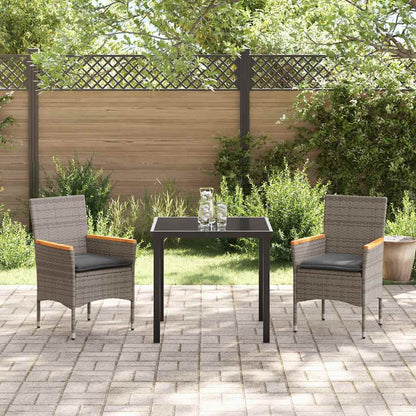 Garten Essgruppe mit Kissen 3 pcs Grau Poly Rattan