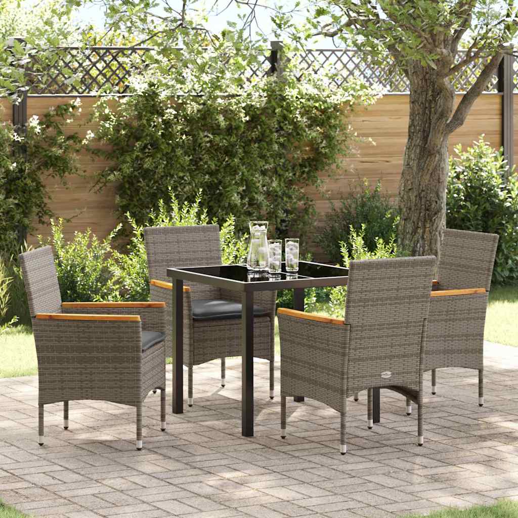 Garten Essgruppe mit Kissen 5 pcs Grau Poly Rattan