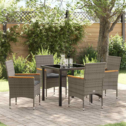 Garten Essgruppe mit Kissen 5 pcs Grau Poly Rattan