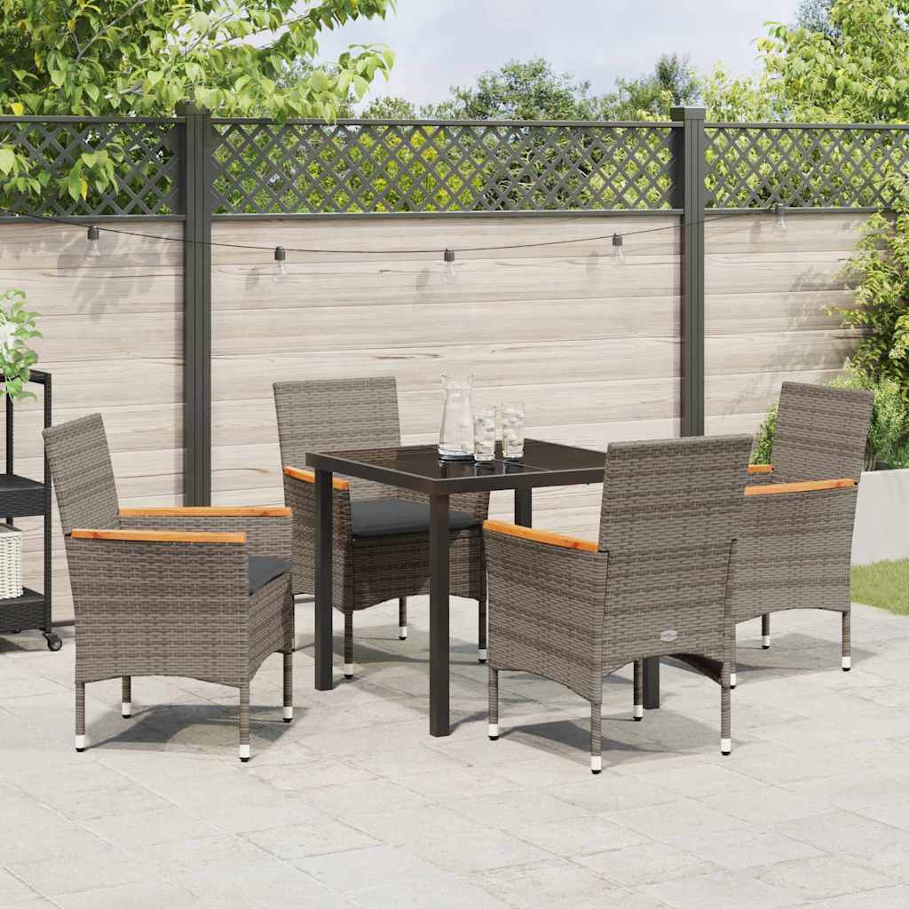 Garten Essgruppe mit Kissen 5 pcs Grau Poly Rattan