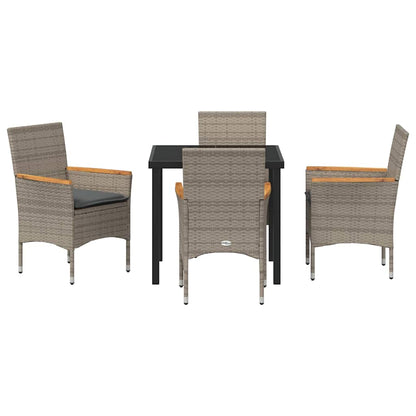Garten Essgruppe mit Kissen 5 pcs Grau Poly Rattan