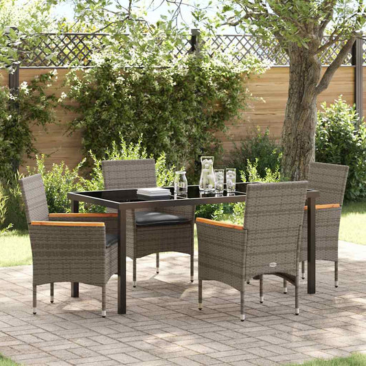Garten Essgruppe mit Kissen 5 pcs Grau Poly Rattan