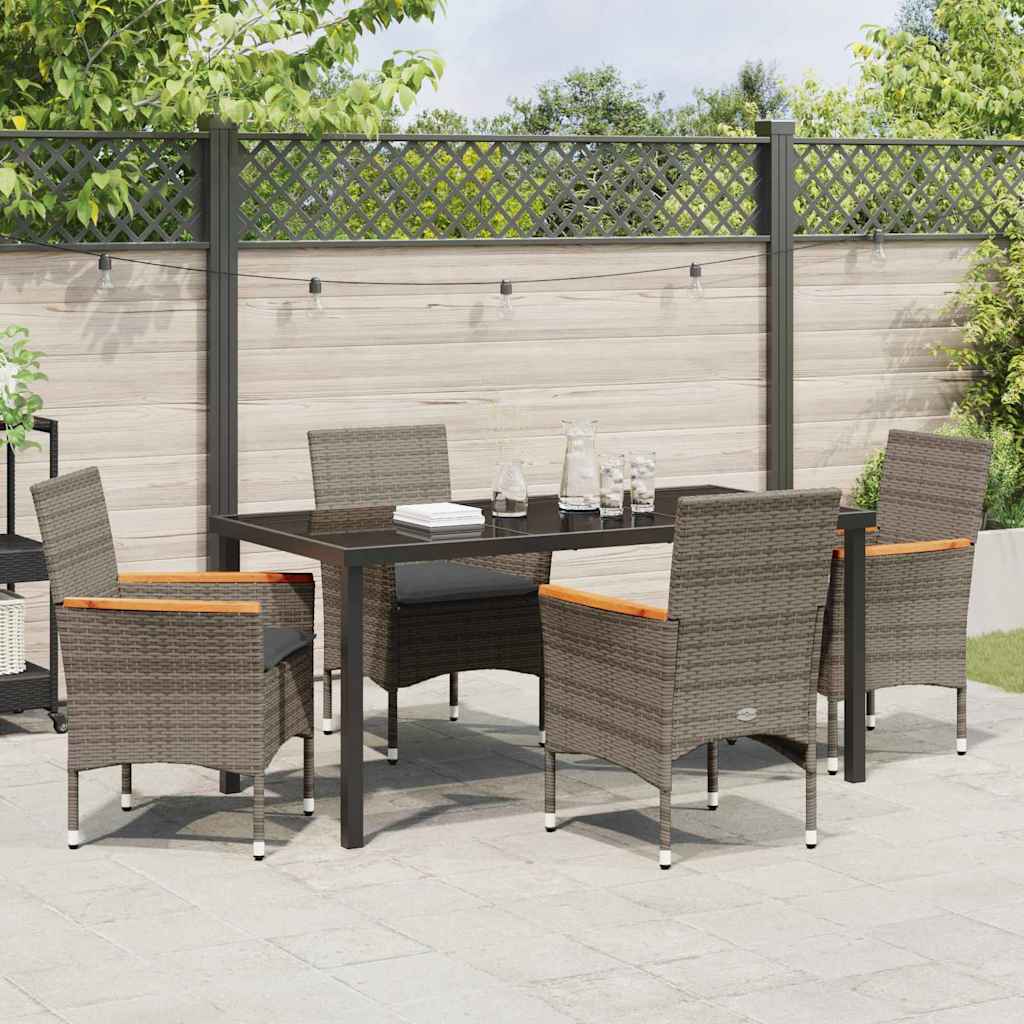 Garten Essgruppe mit Kissen 5 pcs Grau Poly Rattan