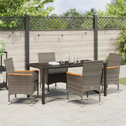 Garten Essgruppe mit Kissen 5 pcs Grau Poly Rattan