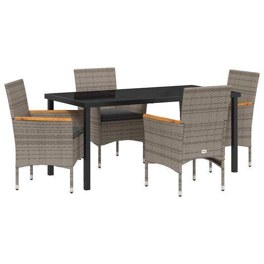 Garten Essgruppe mit Kissen 5 pcs Grau Poly Rattan