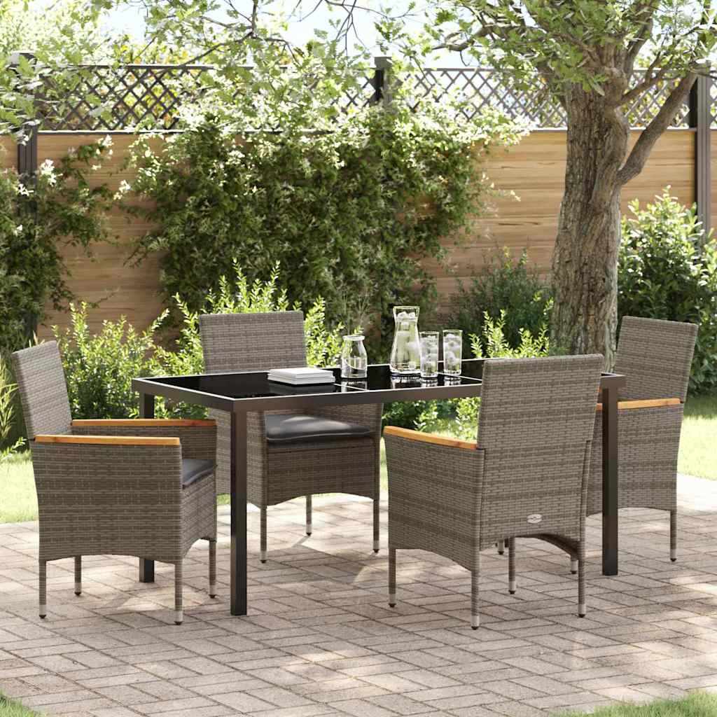 Garten Essgruppe mit Kissen 5 pcs Grau Poly Rattan