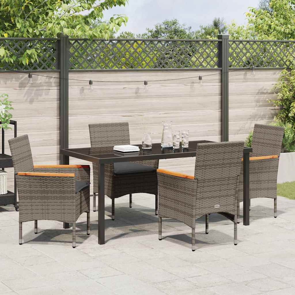 Garten Essgruppe mit Kissen 5 pcs Grau Poly Rattan