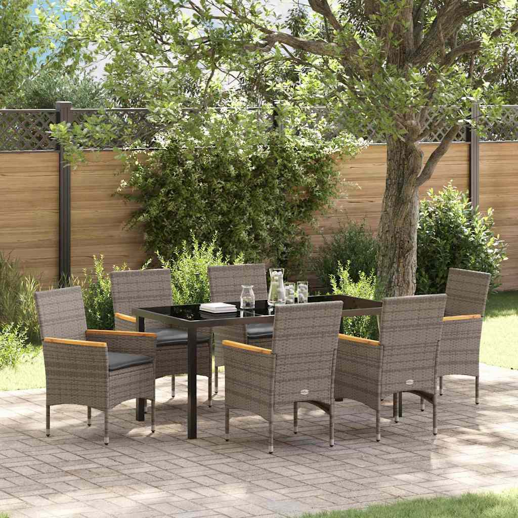 Garten Essgruppe mit Kissen 7 pcs Grau Poly Rattan