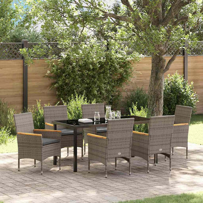 Garten Essgruppe mit Kissen 7 pcs Grau Poly Rattan