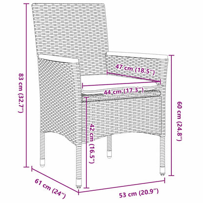 Garten Essgruppe mit Kissen 7 pcs Grau Poly Rattan