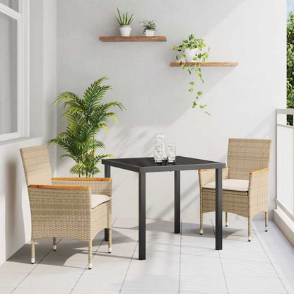 Garten Essgruppe mit Kissen 3 pcs Beige Poly Rattan