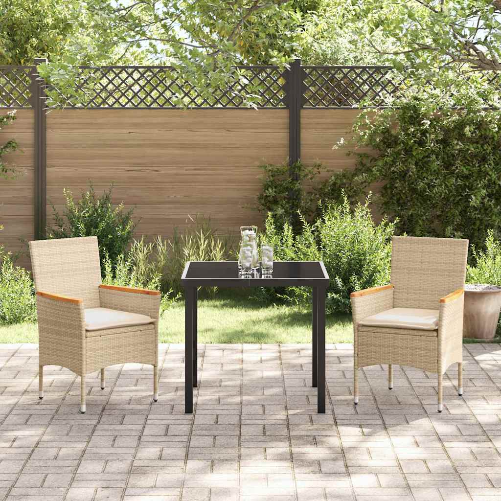 Garten Essgruppe mit Kissen 3 pcs Beige Poly Rattan