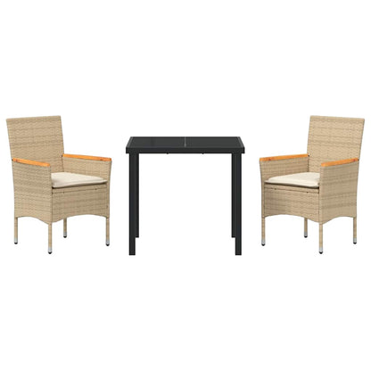Garten Essgruppe mit Kissen 3 pcs Beige Poly Rattan