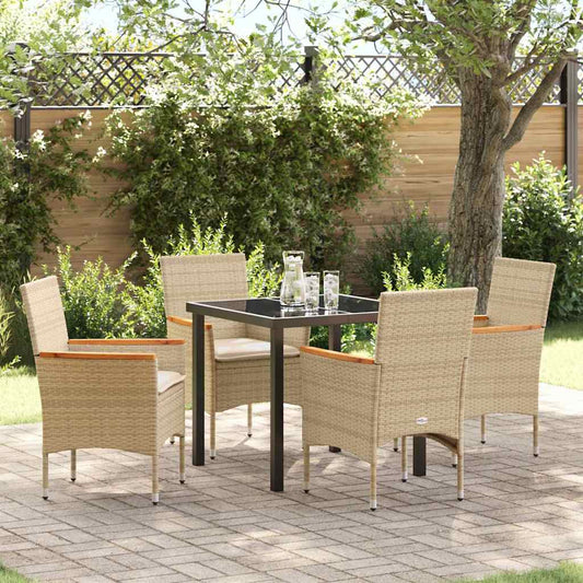 Garten Essgruppe mit Kissen 5 pcs Beige Poly Rattan