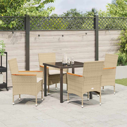 Garten Essgruppe mit Kissen 5 pcs Beige Poly Rattan