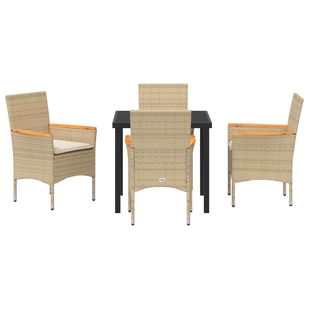 Garten Essgruppe mit Kissen 5 pcs Beige Poly Rattan