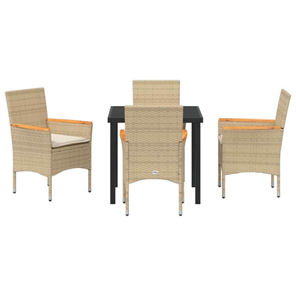 Garten Essgruppe mit Kissen 5 pcs Beige Poly Rattan