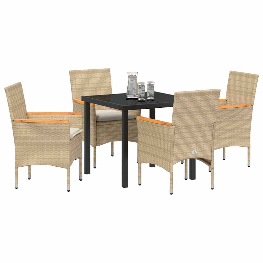 Garten Essgruppe mit Kissen 5 pcs Beige Poly Rattan