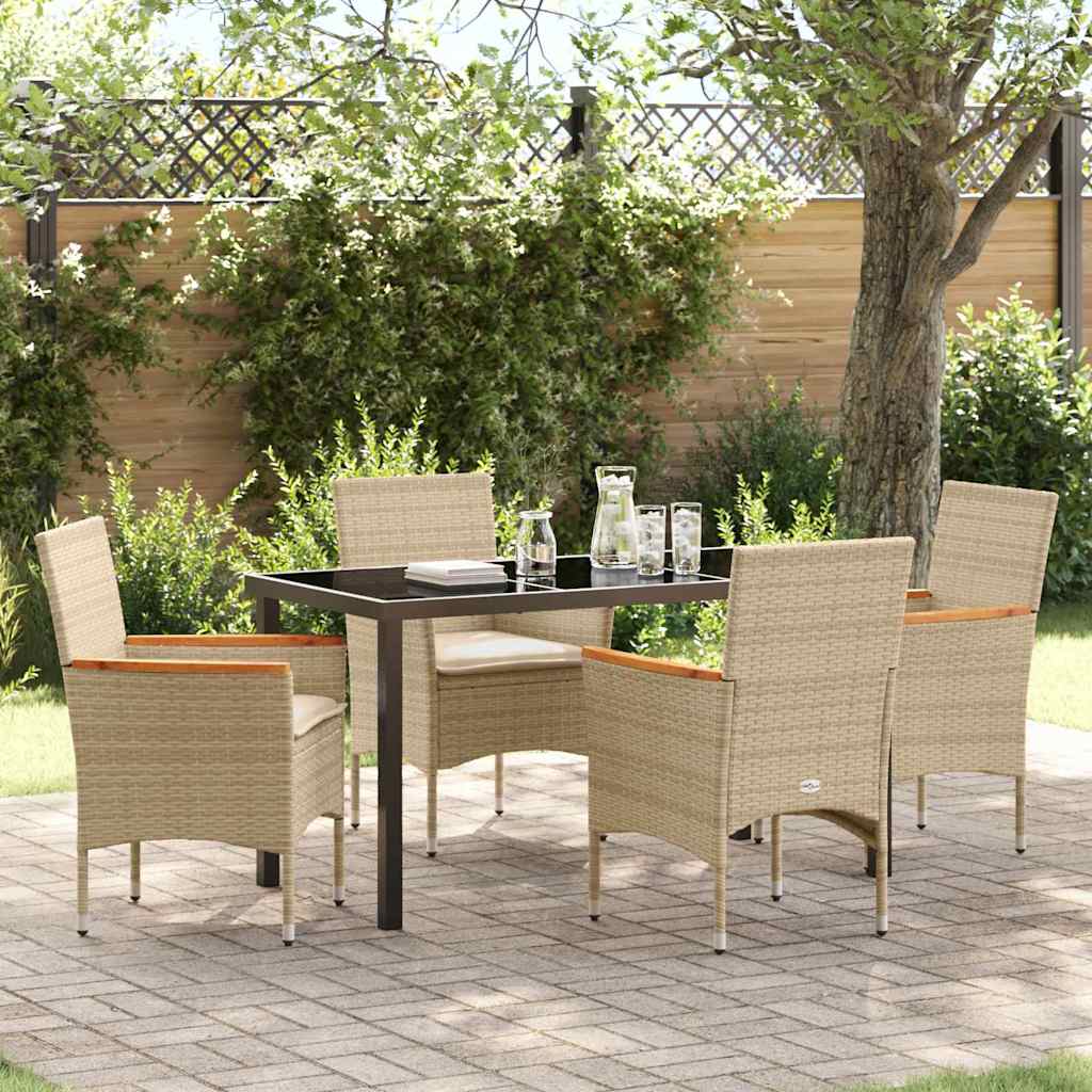 Garten Essgruppe mit Kissen 5 pcs Beige Poly Rattan