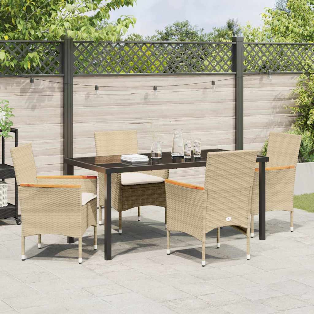 Garten Essgruppe mit Kissen 5 pcs Beige Poly Rattan