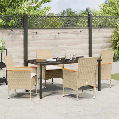 Garten Essgruppe mit Kissen 5 pcs Beige Poly Rattan