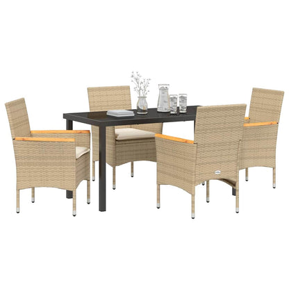 Garten Essgruppe mit Kissen 5 pcs Beige Poly Rattan