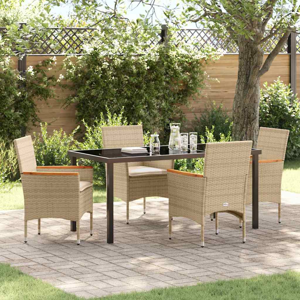 Garten Essgruppe mit Kissen 5 pcs Beige Poly Rattan