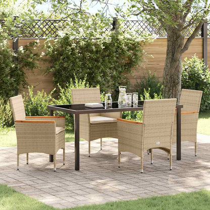 Garten Essgruppe mit Kissen 5 pcs Beige Poly Rattan