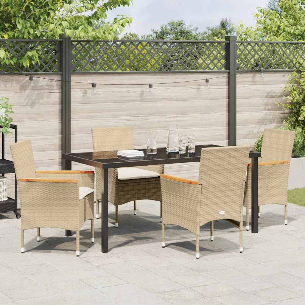 Garten Essgruppe mit Kissen 5 pcs Beige Poly Rattan