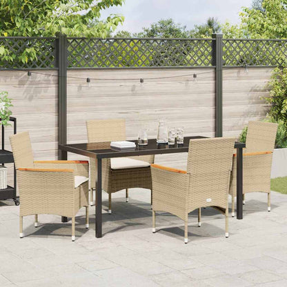 Garten Essgruppe mit Kissen 5 pcs Beige Poly Rattan