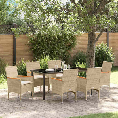 Garten Essgruppe mit Kissen 7 pcs Beige Poly Rattan