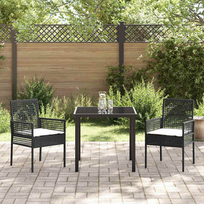 Garten Essgruppe mit Kissen 3 pcs Schwarz Poly Rattan