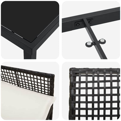 Garten Essgruppe mit Kissen 5 pcs Schwarz Poly Rattan