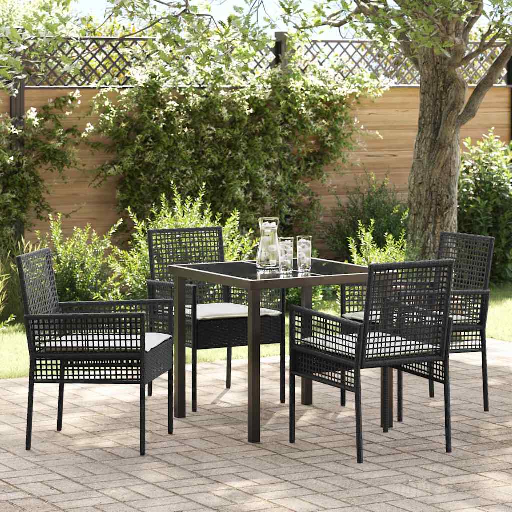 Garten Essgruppe mit Kissen 5 pcs Schwarz Poly Rattan