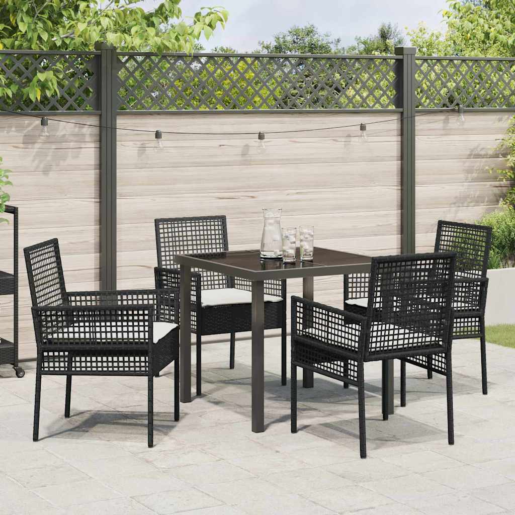 Garten Essgruppe mit Kissen 5 pcs Schwarz Poly Rattan