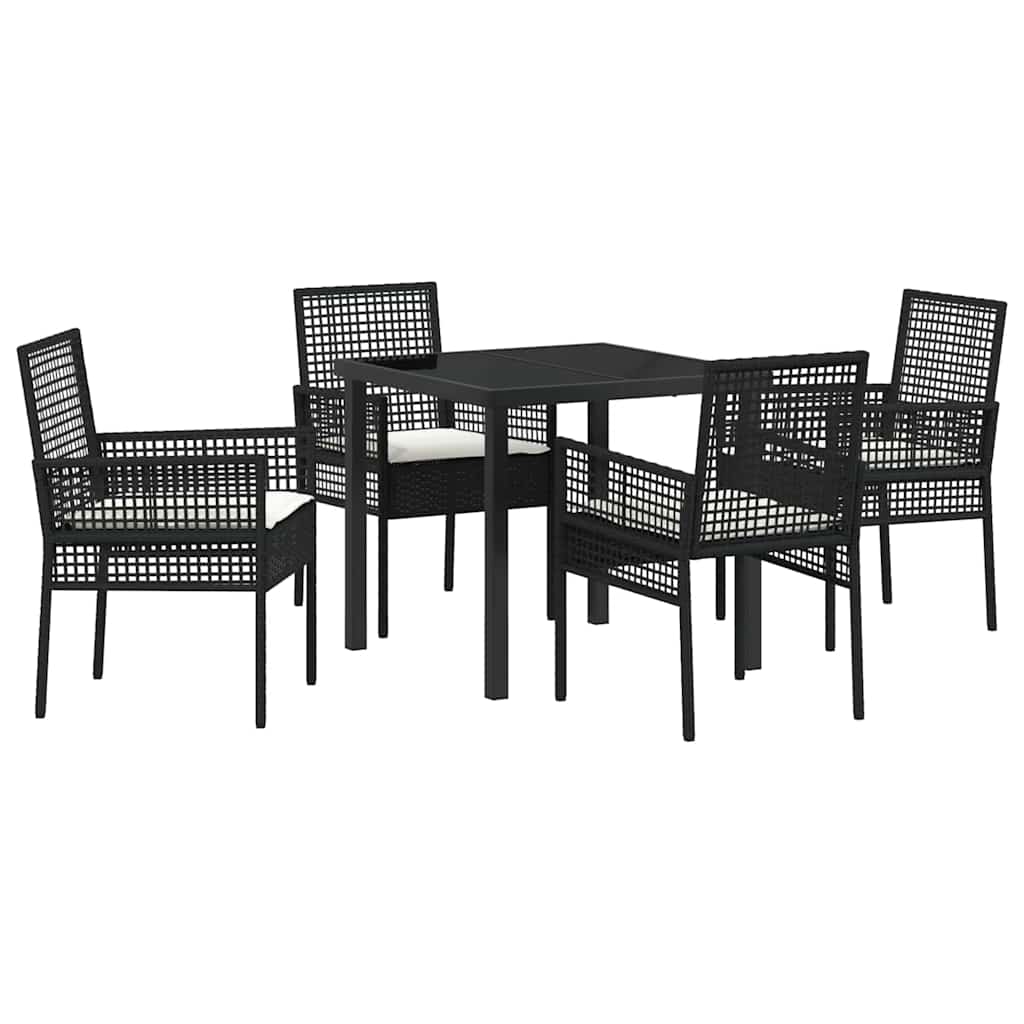 Garten Essgruppe mit Kissen 5 pcs Schwarz Poly Rattan