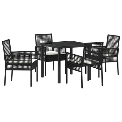 Garten Essgruppe mit Kissen 5 pcs Schwarz Poly Rattan