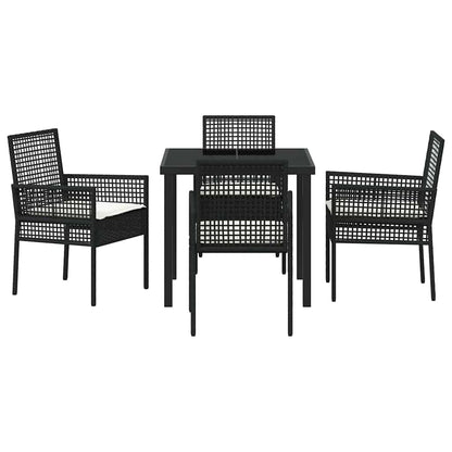 Garten Essgruppe mit Kissen 5 pcs Schwarz Poly Rattan