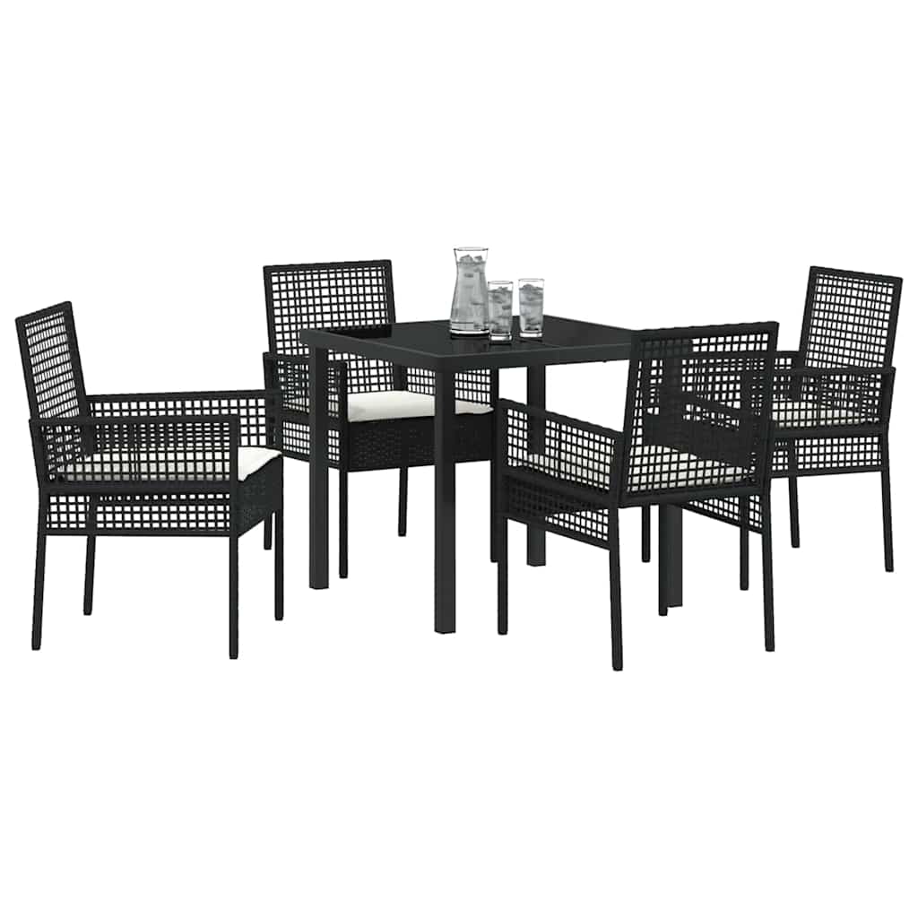 Garten Essgruppe mit Kissen 5 pcs Schwarz Poly Rattan