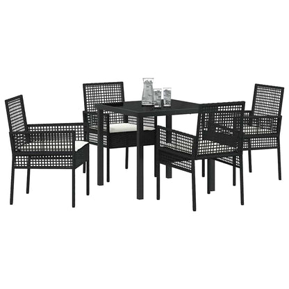 Garten Essgruppe mit Kissen 5 pcs Schwarz Poly Rattan