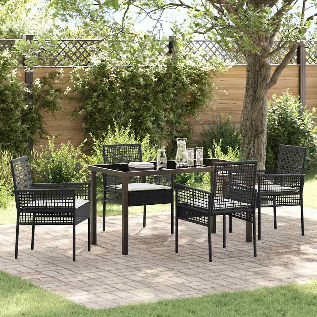 Garten Essgruppe mit Kissen 5 pcs Schwarz Poly Rattan