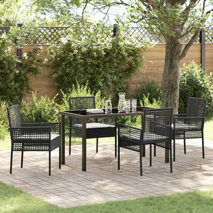 Garten Essgruppe mit Kissen 5 pcs Schwarz Poly Rattan