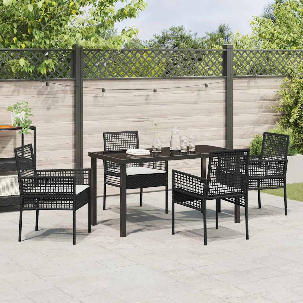 Garten Essgruppe mit Kissen 5 pcs Schwarz Poly Rattan