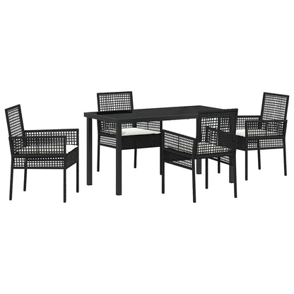 Garten Essgruppe mit Kissen 5 pcs Schwarz Poly Rattan