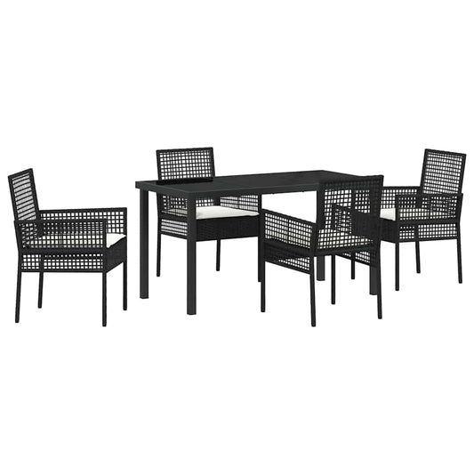 Garten Essgruppe mit Kissen 5 pcs Schwarz Poly Rattan