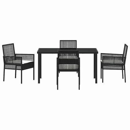 Garten Essgruppe mit Kissen 5 pcs Schwarz Poly Rattan