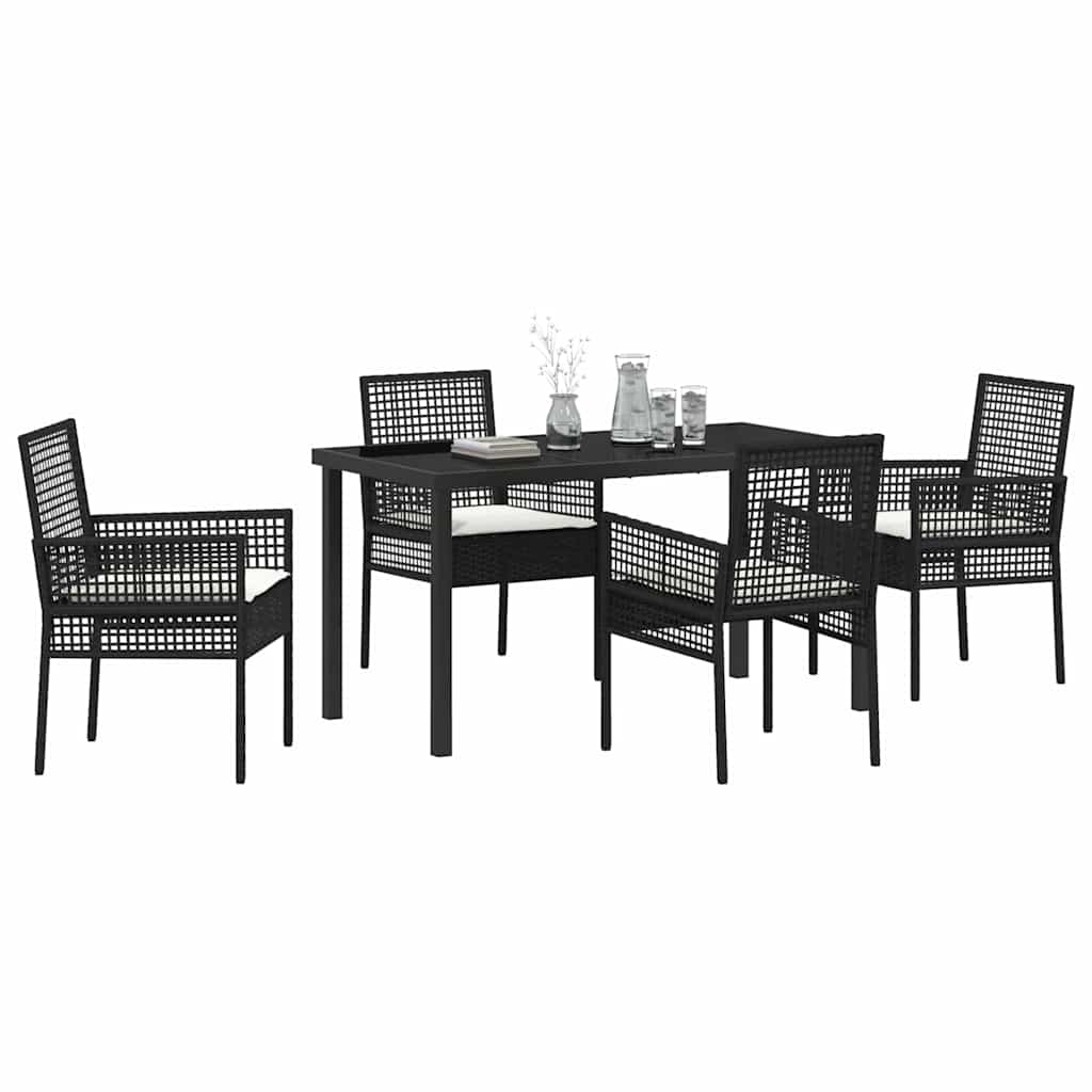 Garten Essgruppe mit Kissen 5 pcs Schwarz Poly Rattan