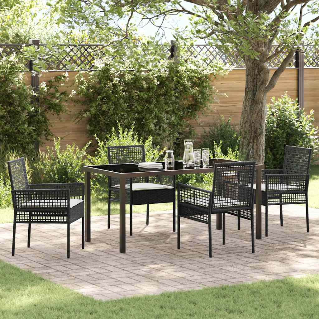 Garten Essgruppe mit Kissen 5 pcs Schwarz Poly Rattan