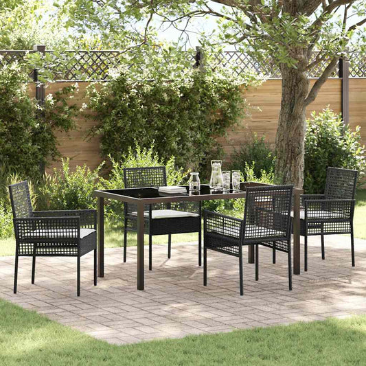 Garten Essgruppe mit Kissen 5 pcs Schwarz Poly Rattan