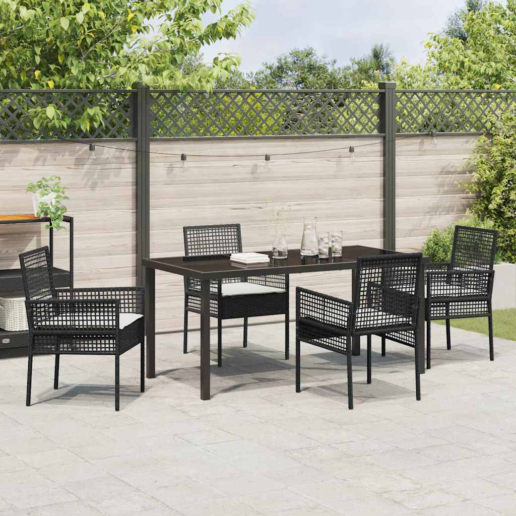 Garten Essgruppe mit Kissen 5 pcs Schwarz Poly Rattan